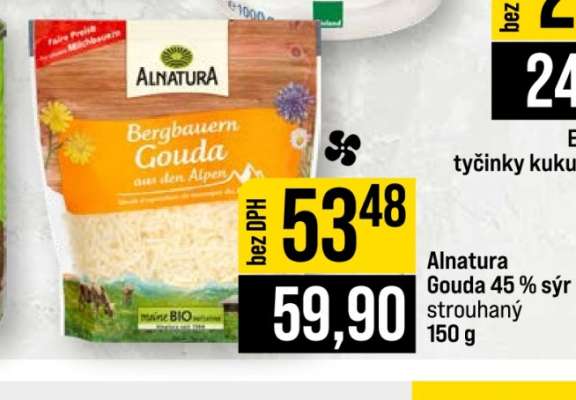 Alnatura Gouda 45 % sýr strouhaný 150 g