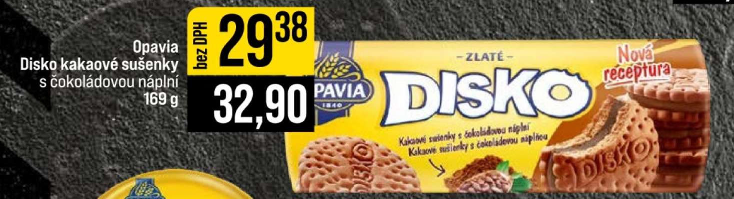 Opavia Disko kakaové sušenky s čokoládovou náplní 169 g