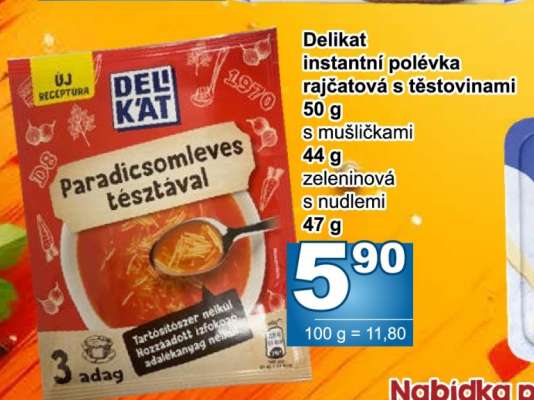 Delikat instantní polévka rajčatová s těstovinami