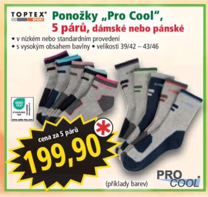 Ponožky „Pro Cool“, 5 párů, dámské nebo pánské