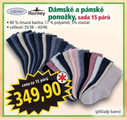 Dámské a pánské ponožky, sada 15 párů