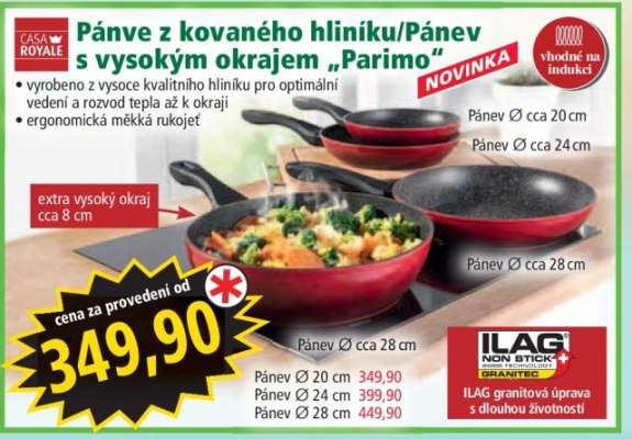 Pánve z kovaného hliníku/Pánev s vysokým okrajem „Parimo“