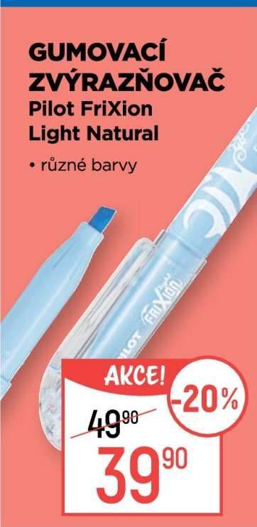Gumovací zvýrazňovač Pilot FriXion Light Natural