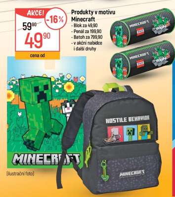 Produkty v motivu Minecraft