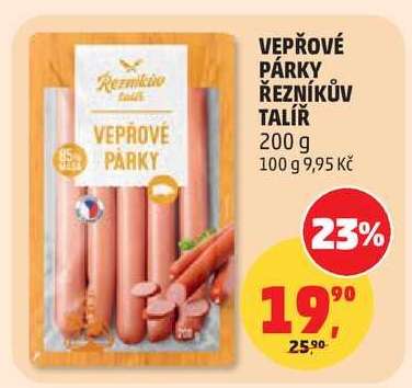 VEPŘOVÉ PÁRKY ŘEZNÍKŮV TALÍŘ