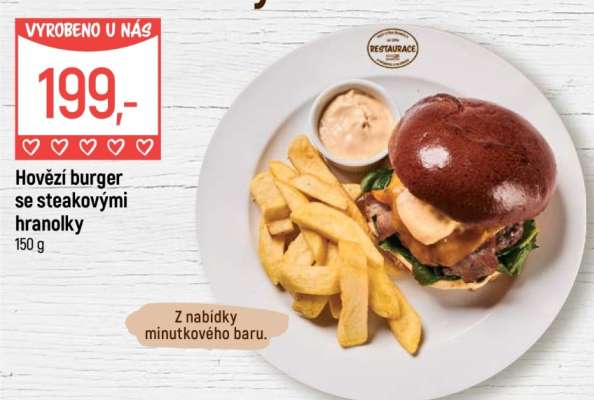 Hovězí burger se steakovými hranolky