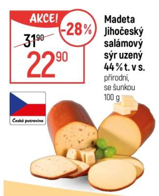 Madeta Jihočeský salámový sýr uzený 44 % t. v s.