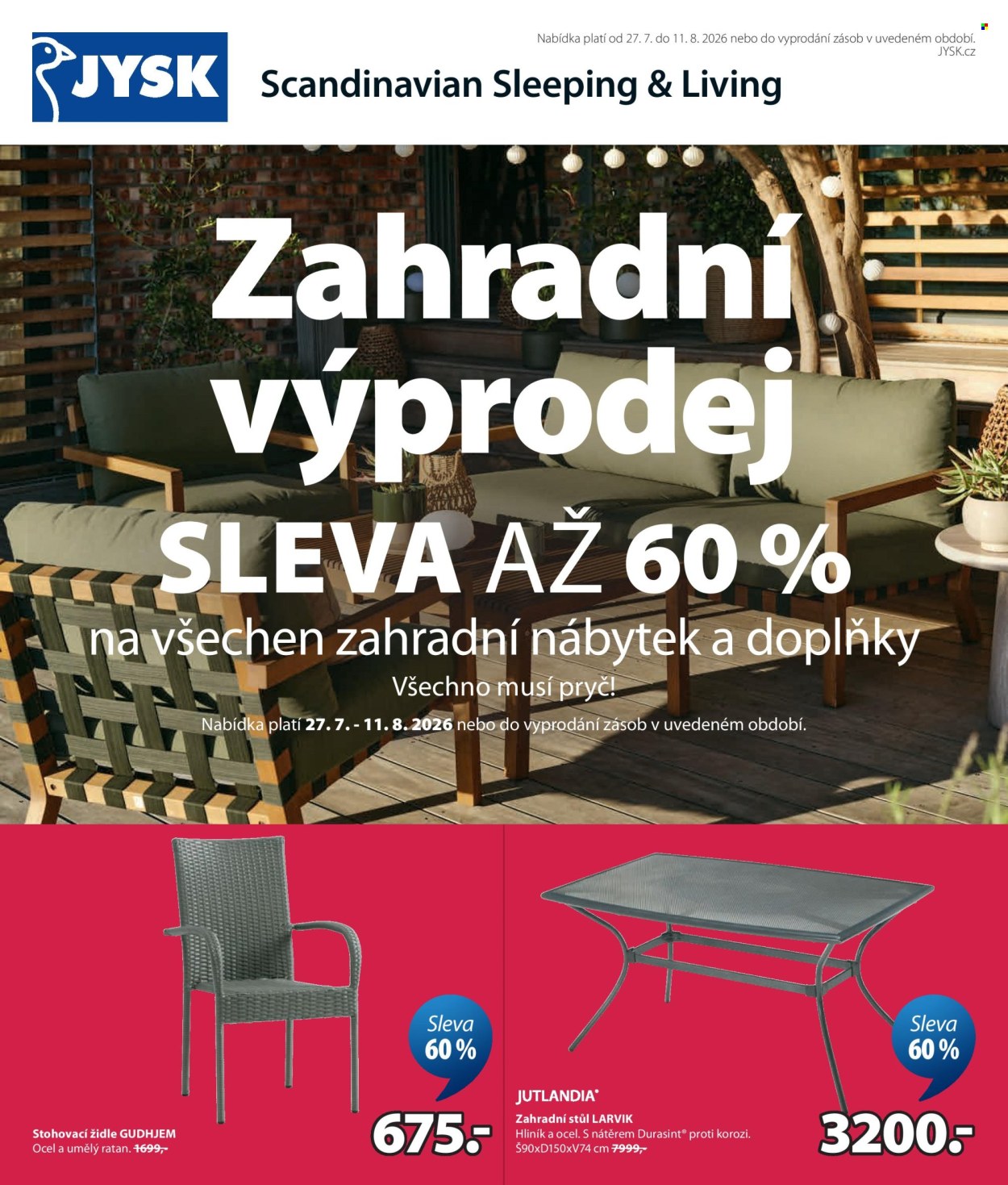 Leták JYSK - 27.7.2026 - 11.8.2026. Strana 1