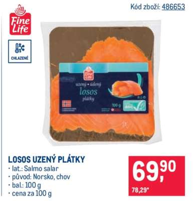 Losos uzený plátky