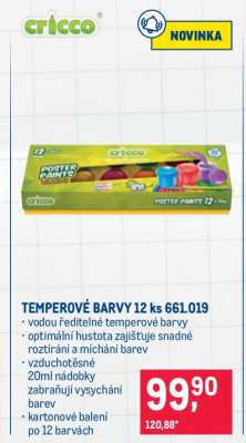 TEMPEROVÉ BARVY 12 ks 661.019