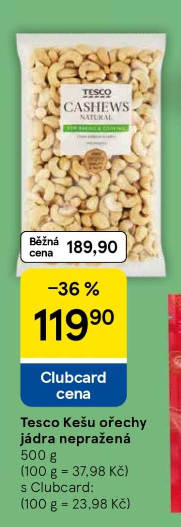 Tesco Kešu ořechy jádra nepražená
