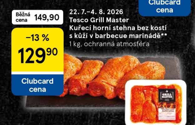 Tesco Grill Master Kuřecí horní stehna bez kosti s kůží v barbecue marinádě