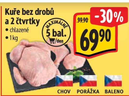 Kuře bez drobů a 2 čtvrtky