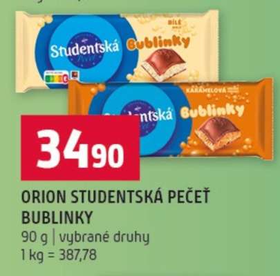 ORION STUDENTSKÁ PEČEŤ BUBLINKY