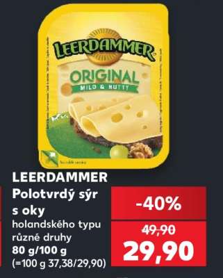 LEERDAMMER Polotvrdý sýr s oky
