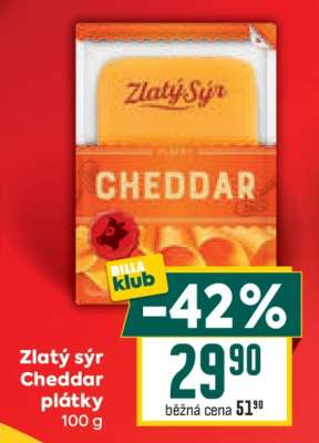 Zlatý sýr Cheddar plátky