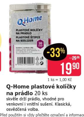 Q-Home plastové kolíčky na prádlo 20 ks