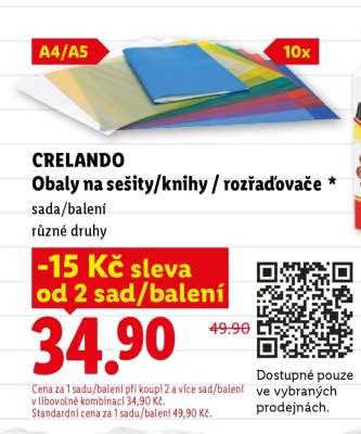 CRELANDO Obaly na sešity/knihy/rozdělovače