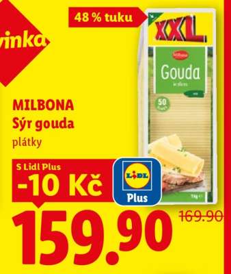 MILBONA Sýr gouda plátky