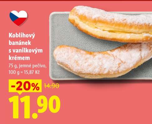 Koblihový banánek s vanilkovým krémem