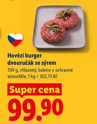 Hovězí burger dvouručák se sýrem