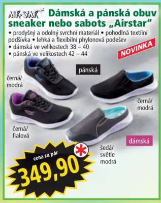 Dámská a pánská obuv sneaker nebo sabots „Airstar“
