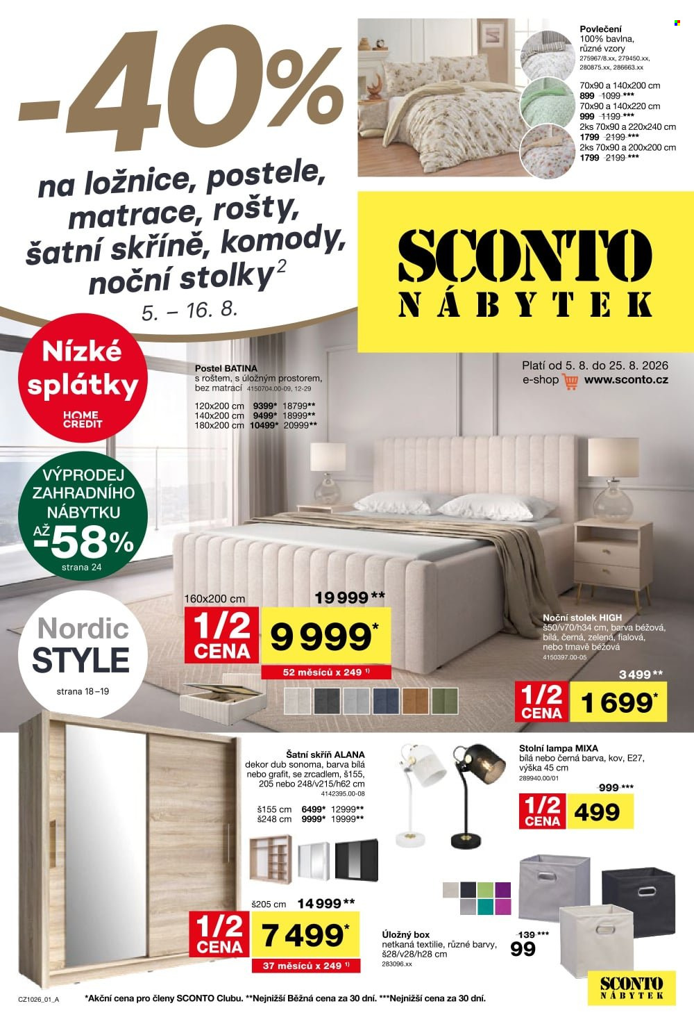 Leták SCONTO NÁBYTEK - 5.8.2026 - 25.8.2026. Strana 1
