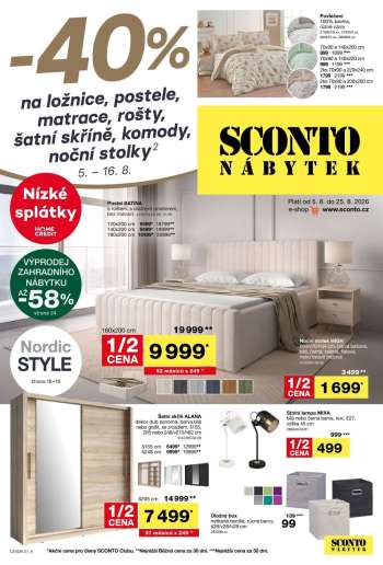 thumbnail - Leták SCONTO NÁBYTEK - -40% na ložnice, postele, matrace, rošty, šatní skříně, komody, noční stolky