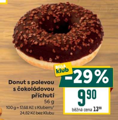 Donut s polevou s čokoládovou příchutí