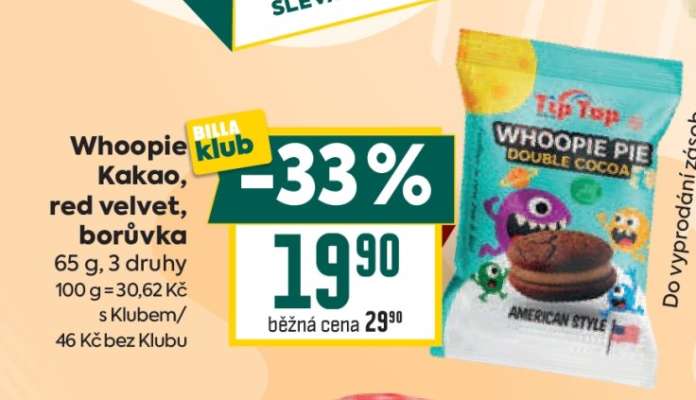 Whoopie Kakaó, Red velvet, borůvka