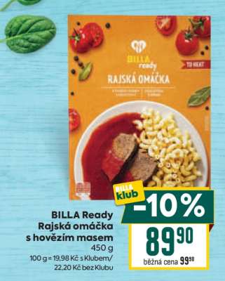 BILLA Ready Rajská omáčka s hovězím masem