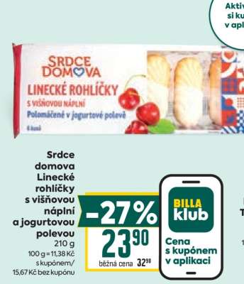 Srdce domova Linecké rohlíčky s višňovou náplní a jogurtovou polevou