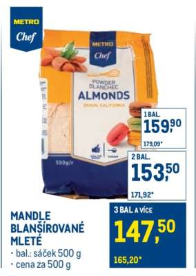 Mandle blanšírované mleté