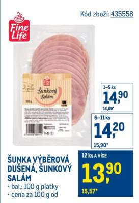 ŠUNKA VÝBĚROVÁ DUŠENÁ, ŠUNKOVÝ SALÁM