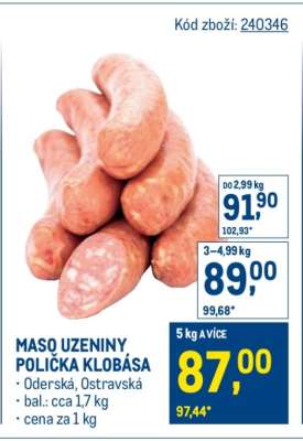 MASO UZENINY POLIČKA KLOBÁSA