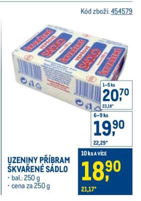 UZENINY PŘÍBRAM ŠKVAŘENÉ SÁDLO