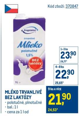 MLÉKO TRVANLIVÉ BEZ LAKTÓZY