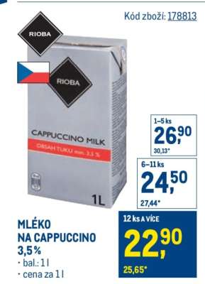 MLÉKO NA CAPPUCCINO 3,5%