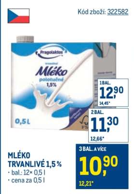 Mléko trvanlivé 1,5 %