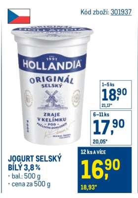 Jogurt selský bílý 3,8 %