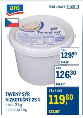 Tavený sýr nízkotučný 26 %