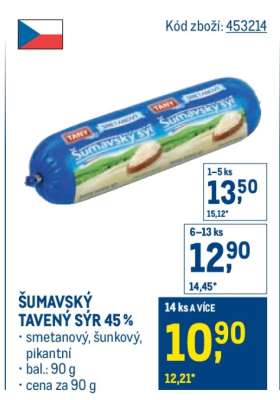 ŠUMAVSKÝ TAVENÝ SÝR 45 %