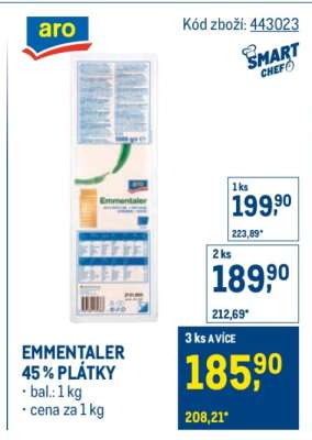 EMMENTALER 45 % PLÁTKY