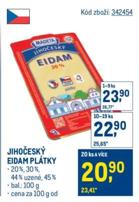 Jihočeský eidam plátky