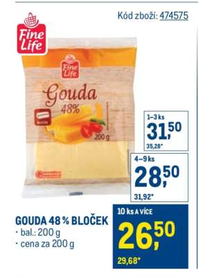 Gouda 48% bloček