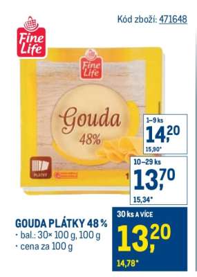 Gouda plátky 48 %