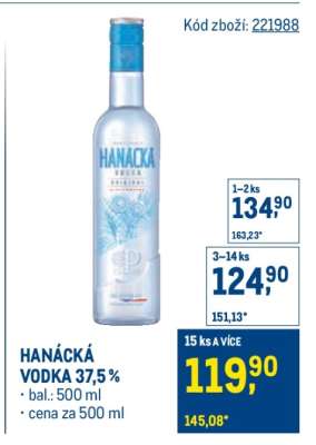 Hanácká Vodka 37,5 %