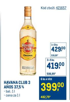 Havana Club 3 Años 37,5 %