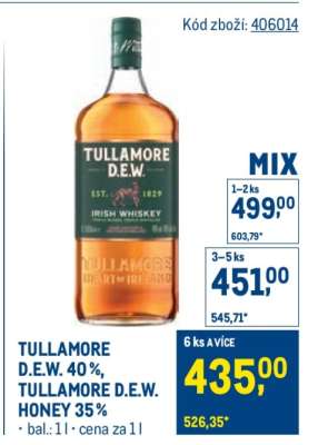 TULLAMORE D.E.W. 40%, TULLAMORE D.E.W. HONEY 35%