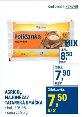 AGRICOL MAJONÉZA, TATARSKÁ OMÁČKA